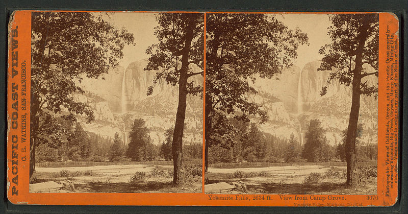 File:Yosemite Falls, 2634 ft.,View from Camp Grove, Yosemite Valley, Mariposa County, Cal, by Watkins, Carleton E., 1829-1916.jpg