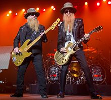 ZZ Top performing at the Majestic Theatre in San Antonio in 2015 ZZ Top 2015.jpg
