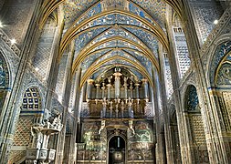 Pipe organ of Cathédrale Sainte-Cécile and nave ceiling in Albi