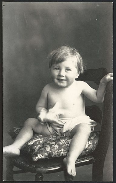 File:(Portrait of unidentified infant wearing nappy sitting on chair, Tumut, New South Wales) (9022097996).jpg