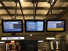 Exemples d'écrans SIEL indiquant diverses informations sur le trafic en gare de Nogent-sur-Marne