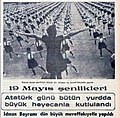 20 Mayıs 1936 tarihli Tan gazetesinde 19 Mayıs şenlikleri.