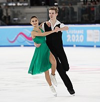 Sofja Alexandrowna Tjutjunina und Alexander Nikolajewitsch Schustizki beim Eistanzen
