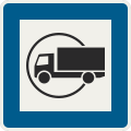 330-83-10 Služby (bezpečné parkovisko pre nákladné vozidlá, smer jazdy doľava, priamo a neutrálne)