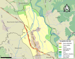 Kolorowa mapa przedstawiająca zagospodarowanie terenu.