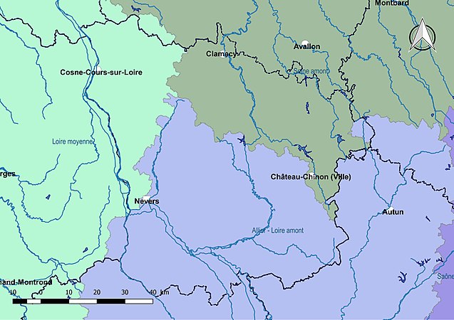 La Nièvre est découpée en trois sous-bassins.