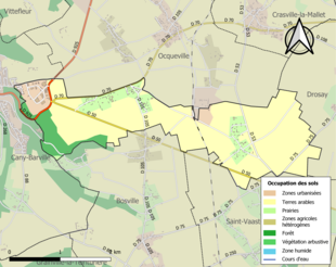 Barevná mapa znázorňující využití půdy.