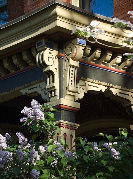 Woodwork and lilacs