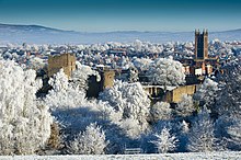 The skyline of Ludlow,one of south Shropshire's market towns,dominated by its sizeable castle and church. A frosty Ludlow.jpg