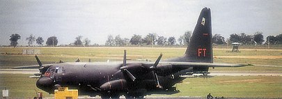 AC-130A, AF Ser. No. 55-0029, of the 16 SOS at Ubon RTAFB in May 1974. The following year, this aircraft was transferred to the Air Force Reserve's 711 SOS at Duke Field. Ac-130a-55-0029-16SOS-Ubon-May74.jpg
