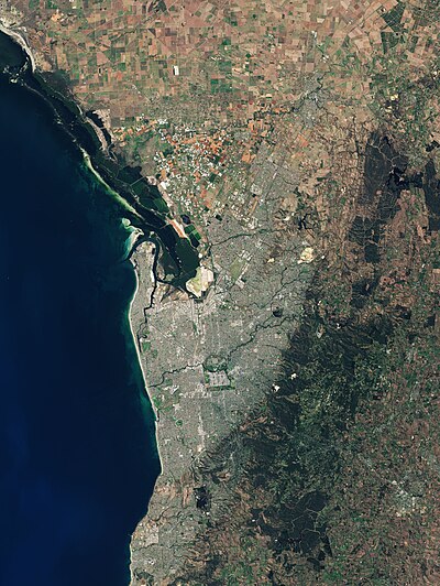 Adelaide seen by the Copernicus Sentinel-2A satellite on 27 January 2017