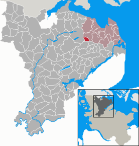 Poziția Ahneby pe harta districtului Schleswig-Flensburg