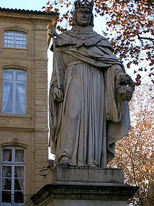 Statuo de la reĝo Renato, en Aix-en-Provence