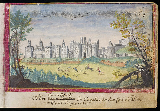Windsor Castle, where James I was held prisoner. Drawing from the Album amicorum ('Friendship album') of Michael van Meer. Edinburgh University Librar