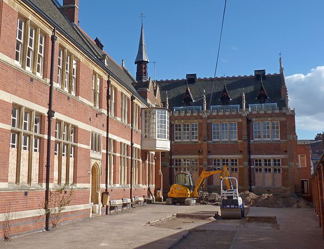 The former Alderman Newton's Boys School. The furthest section is the original school, with extensions along the left side. Trench 3 of the 2012 dig c