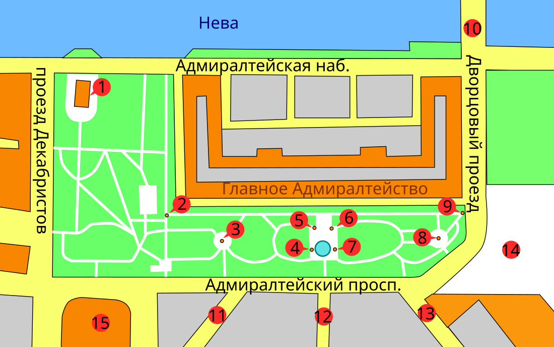 Александровский сад схема