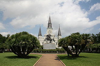 Jackson Square, in Orleans Parish Andrew Jackson monument, New Orleans, USA.jpg
