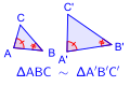 Construction AAA : les deux triangles sont semblables, mais pas congruents.