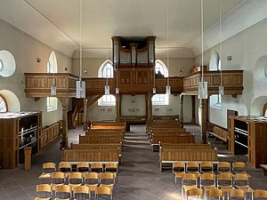 Ansicht der Orgel und Empore von der Kanzel, Walcker Orgel Unionskirche Kaiserslautern.jpg