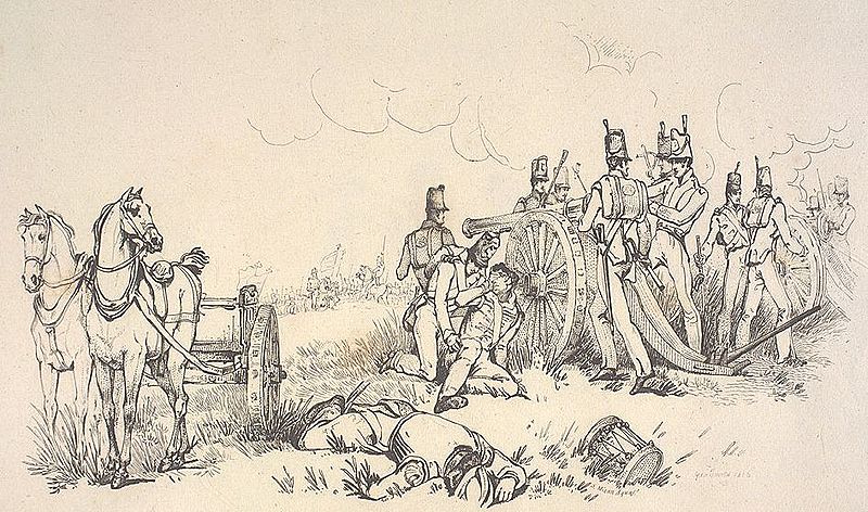 File:Artillery in Battle of Waterloo by Jones.jpg