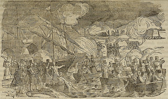 Attack on the bridge of Luchana, near Bilbao during the first war.