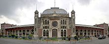 Originally opened in 1873 with a smaller terminal building as the main terminus at the Ottoman Chemins de fer Orientaux, which connected Istanbul with Vienna, the current Sirkeci Terminal building was constructed between 1888 and 1890, and became the eastern terminus of the Orient Express from Paris. Bahnhofsfront-Istanbul-Sirkeci retouched 2.jpg