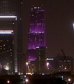 Tower lit purple for Halloween