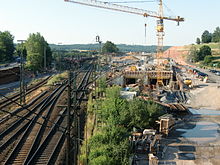 Die Baustellen von Bahn und Autobahn A 66 in Neuhof