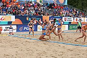 Deutsch: Beachhandball Europameisterschaften 2019 (Beach handball Euro); Tag 6: 7. Juli 2019 – Spiel um Platz Drei, Frauen, Kroatien-Niederlande 0:2 (14:23, 20:22) English: Beach handball Euro; Day 6: 7 July 2019 – Women's Bronze Medal Match – Croatia-Netherlands 0:2 (14:23, 20:22)