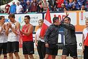 Deutsch: Beachhandball Europameisterschaften 2019 (Beach handball Euro); Tag 6: 7. Juli 2019 – Männerfinale, Dänemark-Norwegen 2:0 (25:18, 19:16) English: Beach handball Euro; Day 6: 7 July 2019 – Men's Final – Denmark-Norway 2:0 (25:18, 19:16)