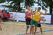 Deutsch: Beachhandball Europameisterschaften 2019 (Beach handball Euro); Tag 2: 3. Juli 2019 – Männer, Vorrunde Gruppe C, Nordmazedonien-Schweiz 0:2 (13:22, 18:19) English: Beach handball Euro; Day 2: 3 July 2019 – Women Preliminary Round Group A – Men Preliminary Round Group C – North Macedonia-Switzerland 0:2 (13:22, 18:19)