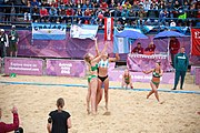 Deutsch: Beachhandball bei den Olympischen Jugendspielen 2018; Tag 5, 10. November 2018; Mädchen, Hauptrunde - Ungarn-Argentinien 1:2 English: Beach handball at the 2018 Summer Youth Olympics at 11 October 2018 – Girls Main Round – Hungary-Argentina 1:2