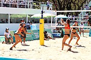 Deutsch: Beachvolleyball bei den Olympischen Jugendspielen 2018; Tag 9, 15. Oktober 2018; Mädchen, Viertelfinale: USA-Spanien 2–1 (21–19/17–21/15–9) English: Beach volleyball at the 2018 Summer Youth Olympics at 15 October 2018 – Girls Quarterfinals: USA-Spain 2–1 (21–19/17–21/15–9)