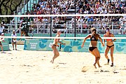 Deutsch: Beachvolleyball bei den Olympischen Jugendspielen 2018; Tag 9, 15. Oktober 2018; Mädchen, Viertelfinale: USA-Spanien 2–1 (21–19/17–21/15–9) English: Beach volleyball at the 2018 Summer Youth Olympics at 15 October 2018 – Girls Quarterfinals: USA-Spain 2–1 (21–19/17–21/15–9)