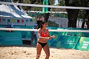 Deutsch: Beachvolleyball bei den Olympischen Jugendspielen 2018; Tag 8, 14. Oktober 2018; Mädchen, Achtelfinale – USA-Peru 2:0 (21–19/21–12) English: Beach volleyball at the 2018 Summer Youth Olympics at 14 October 2018 – Girls Round of 16 – USA-Peru 2:0 (21–19/21–12)