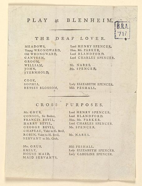 File:Bodleian Libraries, Playbill of Blenheim Palace, Dec 28 1789, announcing The deaf lover &c..jpg