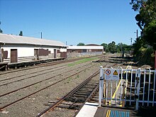 The end of the line at Bomaderry station Bomaderry railway station end of the line.jpg