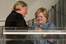 Elizabeth Birch presents her namesake award to Judy Shepard at the 2009 Black Tie Dinner. Btd 2009 birch award.jpg