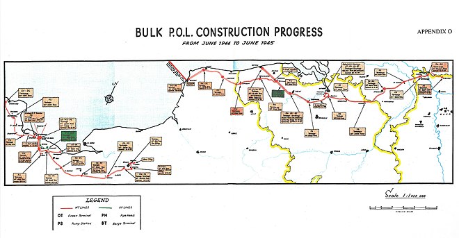 The supply of Bulk POL to the 21st Army Group Bulk POL construction progress by 21st Army Group.jpg