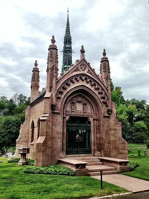 The Busch Mausoleum at Bellefontaine Cemetery, designed by Barnett, Haynes & Barnett