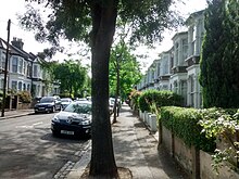 A tree-lined road in the Bushwood area of Leytonstone Bushwood Area 2.jpg