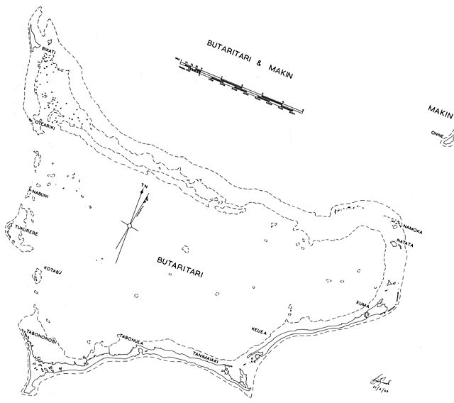 Das Butaritari-Atoll und ein Teil von Makin (oben rechts)