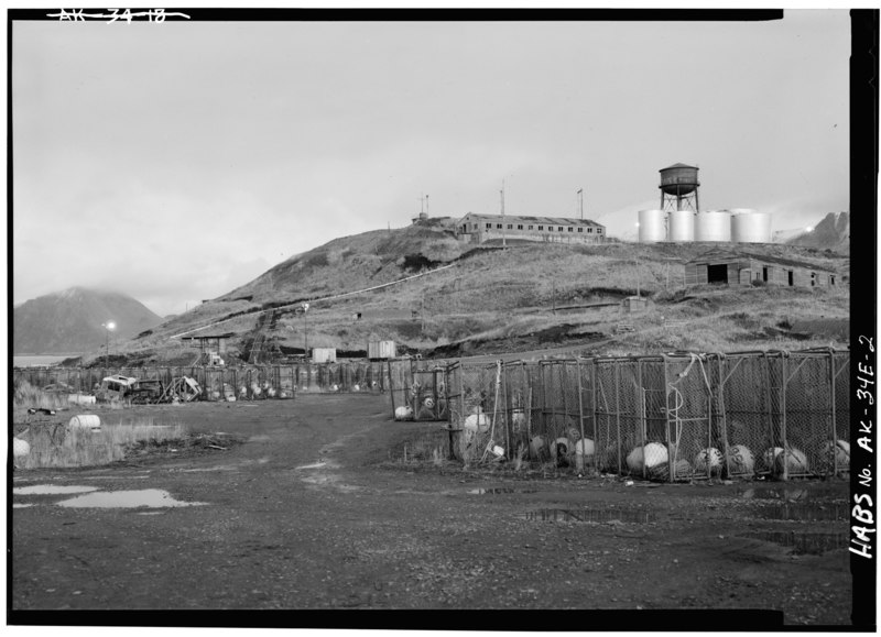 File:COMMAND POST HILL FROM HEADQUARTERS AREA - Naval Operating Base Dutch Harbor and Fort Mears, Joint Command Post, Unalaska, Aleutian Islands, AK HABS AK,1-UNAK,2-E-2.tif