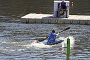 Deutsch: Kanusport bei den Olympischen Jugendspielen 2018; Tag 10, 16. Oktober 2018; Kleines Finale um die Bronzemedaille Jungen Einer-Kajak-Slalom: Tom Bouchardon (Frankreich) - George Snook (Neuseeland) English: Canoeing at the 2018 Summer Youth Olympics at 16 October 2018 – Boys' K1 slalom Bronze Medal Race: Tom Bouchardon (France) - George Snook (New Zealand)