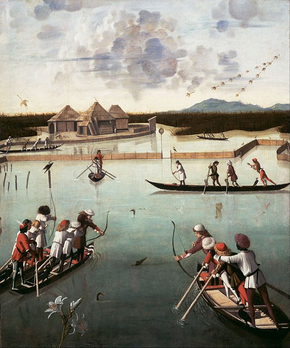 Carpaccio, Vittore - Hunting on the Lagoon (recto); Letter Rack (verso) - Google Art Project