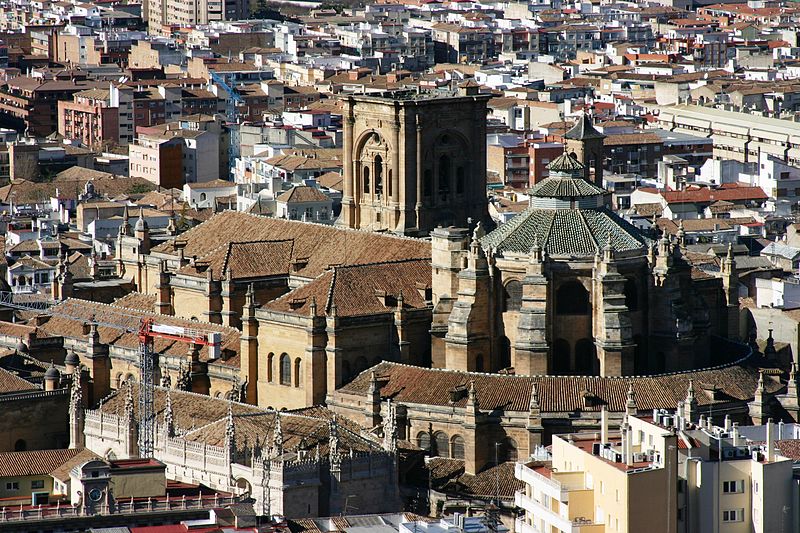 File:Cathedral of Granada from Alhambra.JPG