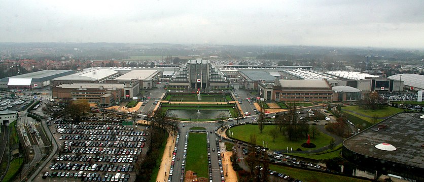 The Centenary Palace on the Heysel Plateau, centrepiece at the Expo (viewed from the Atomium)
