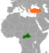 Location map for the Central African Republic and Turkey.