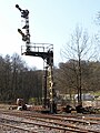 Un signal mécanique replanté en gare de Spontin