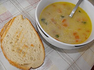 Chicken soup and toast